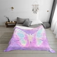 thumbnail image 6 of KLL Purple Sparkling Butterfly Print Fleece Throw Blanket, Horizontal Fleece Bedding Cute Soft Blankets Comfy Fleece Flannel Plush Home Decor for Couch & Bed -, 6 of 9