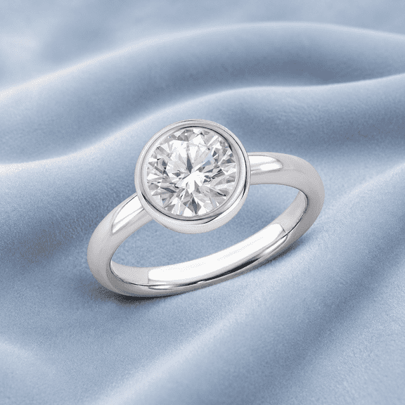 Mooneye Bezel Set Solitaire Round 2.00 Ct Moissanite Diamond Women Weddinng Ring 925 Sterling Silver