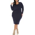 thumbnail image 2 of White Mark Women's Plus Size Long Sleeve Rib Midi Sweater Dress, 2 of 6