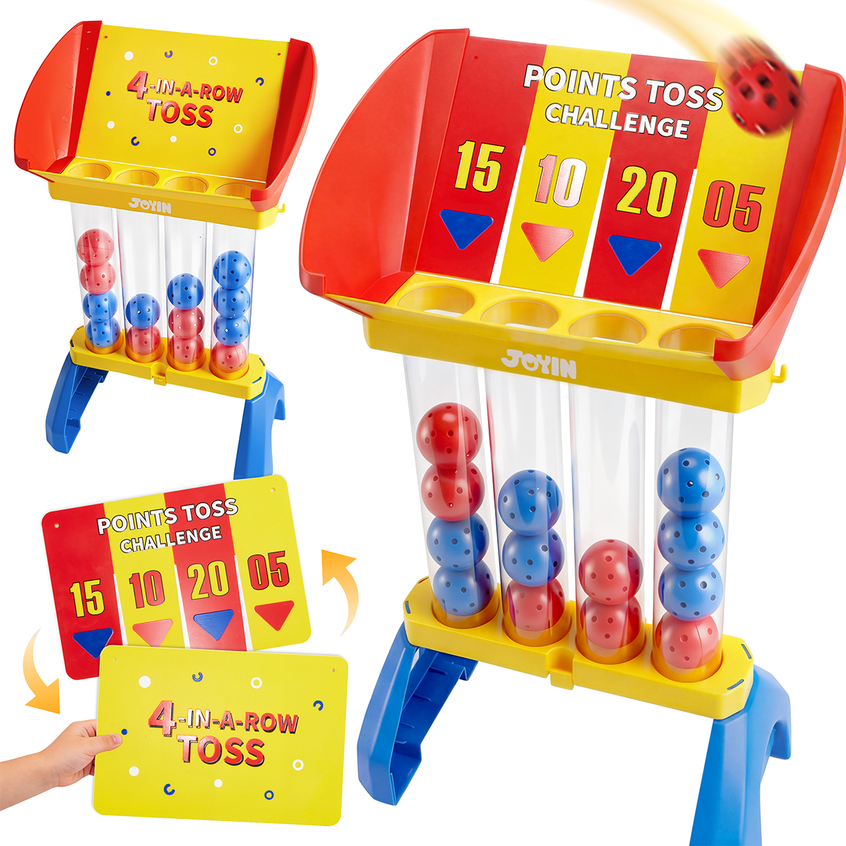 Joyfy Portable Giant 4-in-a-Row Game, Fun Toss & Score Play Set for Children 3+, Multi-Use Game for Indoor, Yard, Beach & Camping Activities