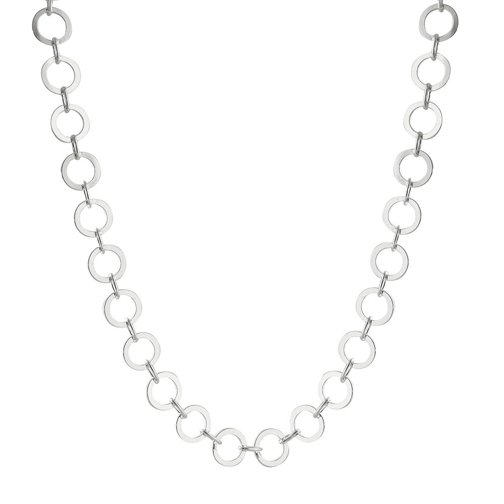 Beaten Silver Circle Necklace Circle Necklace Silver Layering necklace Silver Necklace Stainless Steel Adjustable length Chain