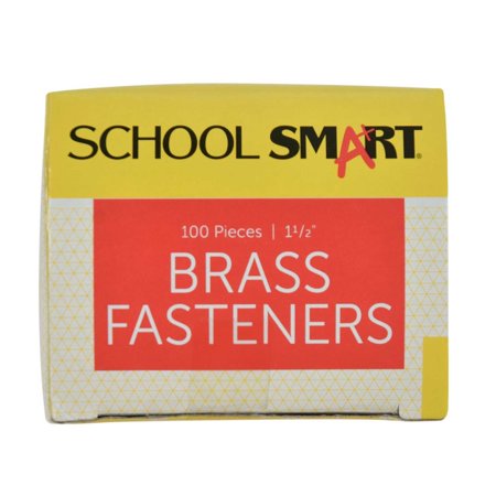 School Smart Fastener, 1-1/2 Inches, Size 6, Brass Plated, Pack of 100