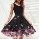 thumbnail image 2 of TaTaai Women's Spring Fall Long Sleeve Dress V Neck Solid Color Loose Fit Mid Calf Shift Dress with Elastic Cuffs Soft Comfortable Casual Daily Gift, 2 of 7