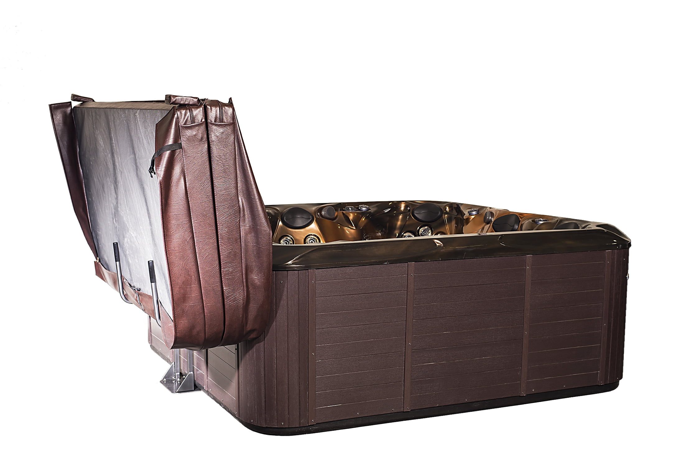 Outdoor Solutions Inc. Cover Captain® Hot Tub Lifter, Heavy-Duty Spa Cover Lift with Hydraulic Assist, Fits Swim Spas & Hot Tubs 6' - 8' Wide, Adjustable Height 26" - 39", Under-Mount Cover Lifter