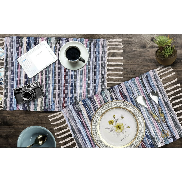 Cloth Placemats Set of 6 Cotton Placemats Washable Woven Dining