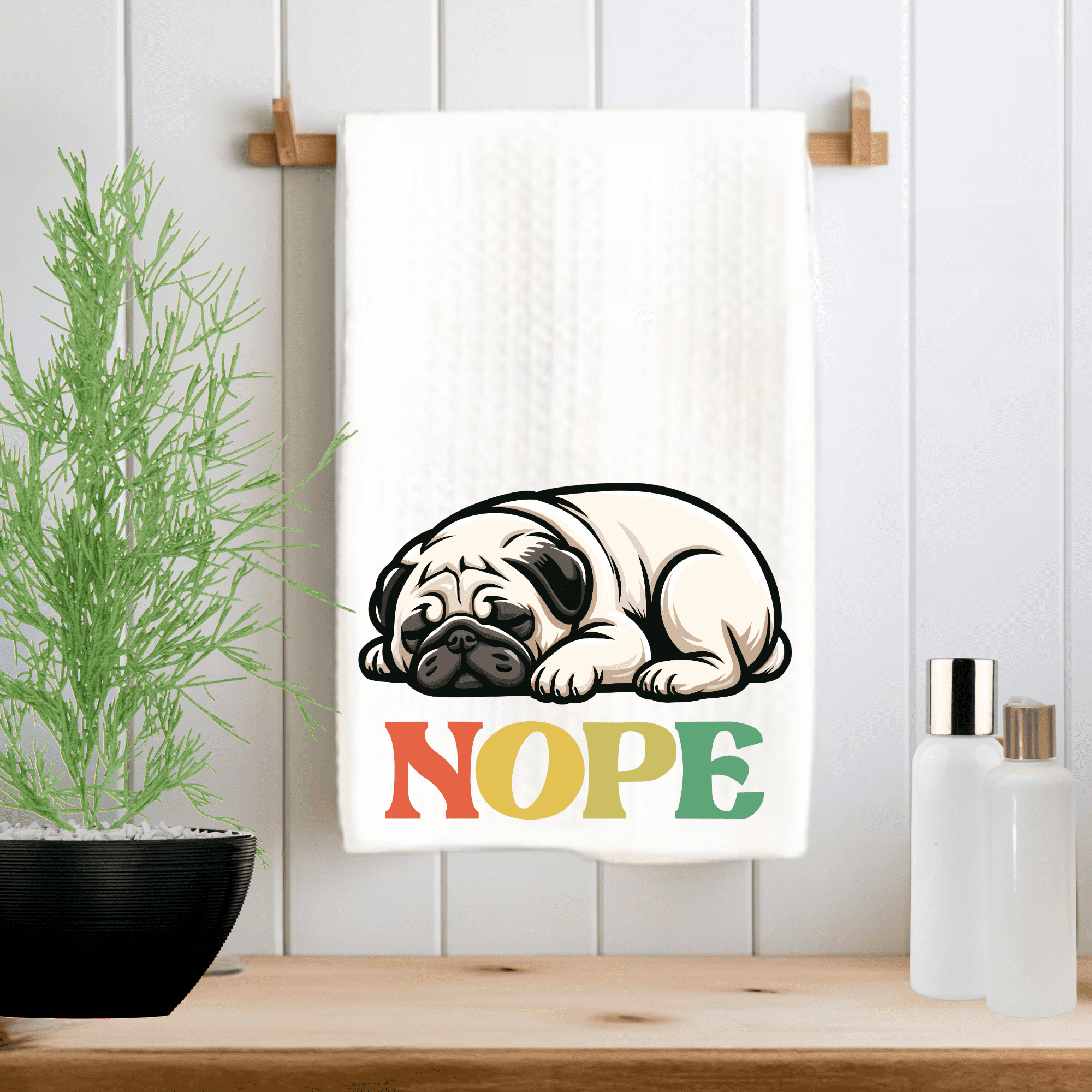 Versatility Dog Dish Towel Pug Funny Kitchen Décor 16x24