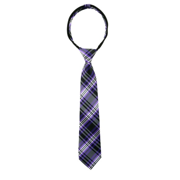 Spring Notion Boys' Pre-tied Woven Zipper Tie Medium Plaid Purple