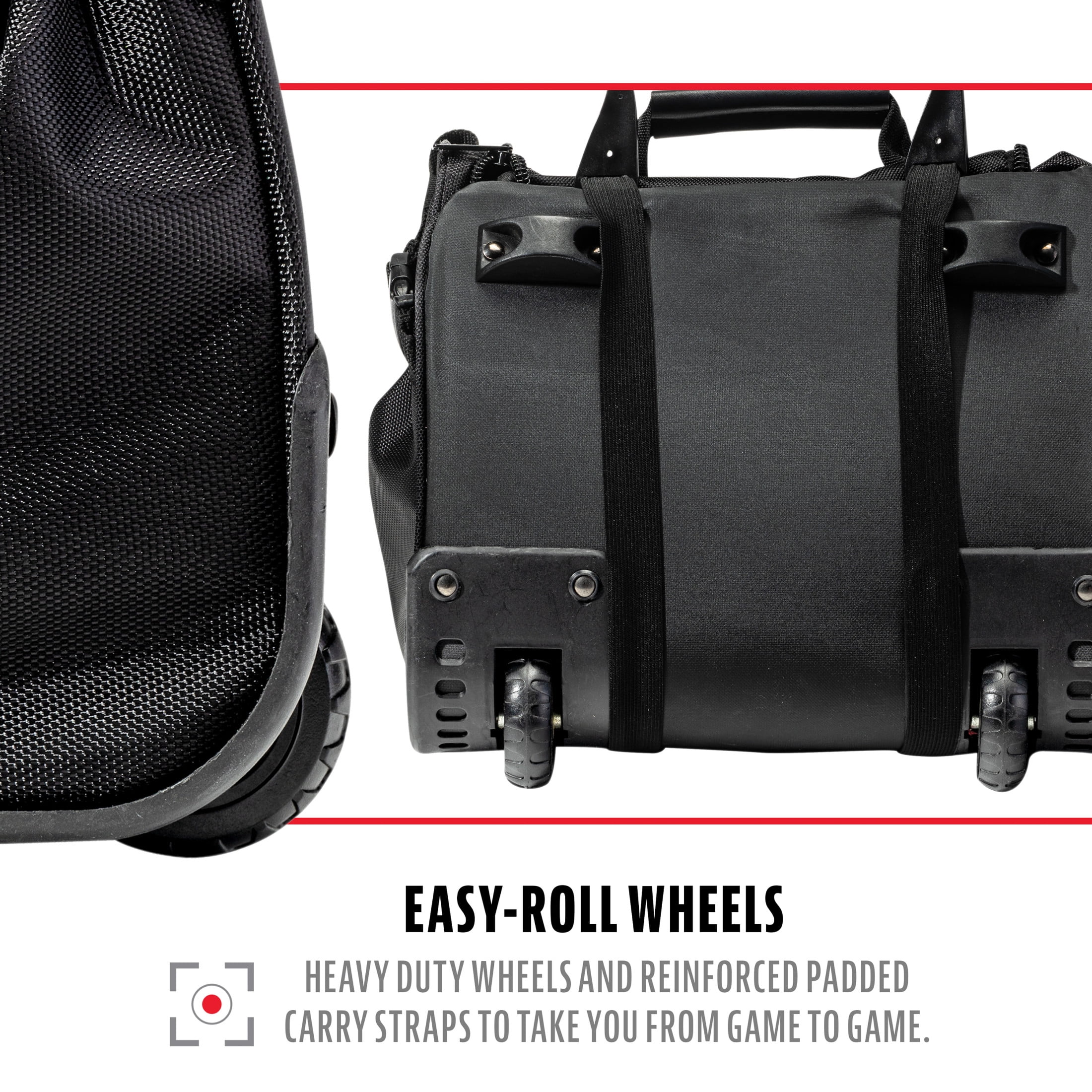 Franklin Sports Traveler Baseball + Softball Roller Bag - Equipment + Bat Bag - Black
