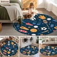 thumbnail image 5 of Round Area Rug 5 Ft, Sports Theme Washable Non-Slip Circle Carpet for Living Room/Bedroom, Cartoon Soccer Baseball Basketball Star Blue Low-Profile Runner Mats Collection Rugs for Indoor, 5 of 7