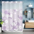 thumbnail image 6 of No Hook Shower Curtains with Snap-in Liner Set, Purple White Floral Waterproof Hotel Style Bathroom Shower Curtain, Spring Botanical Leaves Farmhouse Breathable Mesh Top Bath Curtains 48''x72'', 6 of 9