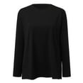 thumbnail image 4 of Gubotare Womens Long Sleeve Shirts Womens Tops Casual Long Sleeve Shirts with Kangaroo Pocket Side Split,Black L, 4 of 5