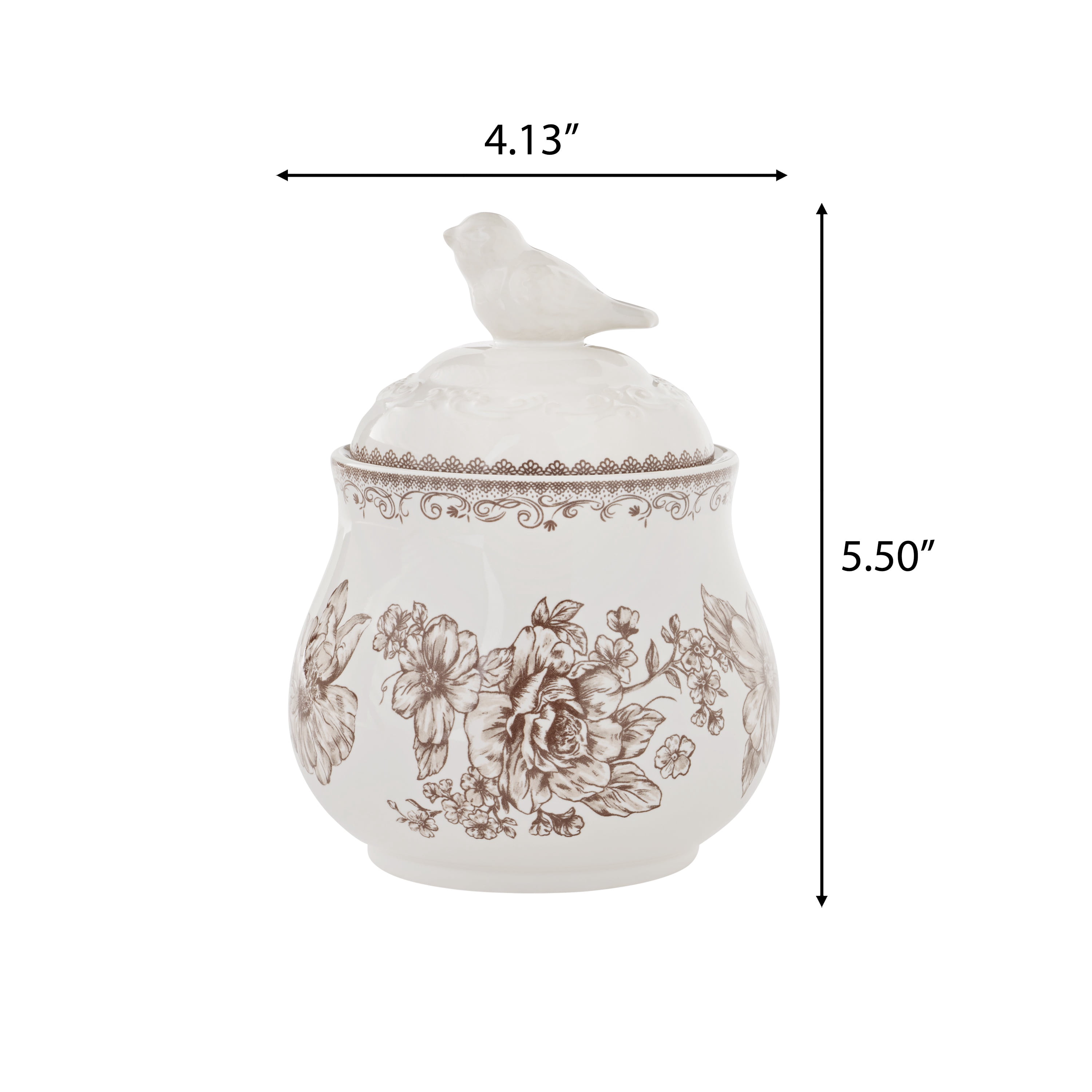 The Pioneer Woman Agatha Stoneware Sugar Bowl with Lid, Brown