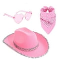 thumbnail image 3 of Cowgirl Costume for Women, Bling Cowboy Hat with Heart Glasses Bandana, Carnival Dress up Supplies, 3 PCS Cowgirl Pack for Parties, 3 of 9
