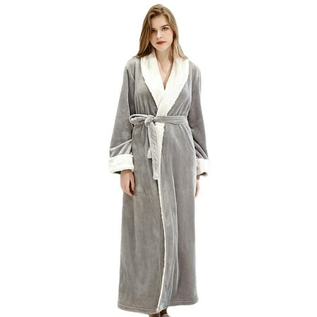 

Ame Women s Robe Ultra Soft Plush Coral Fleece Warm Cozy Shawl Collar Long Bathrobe