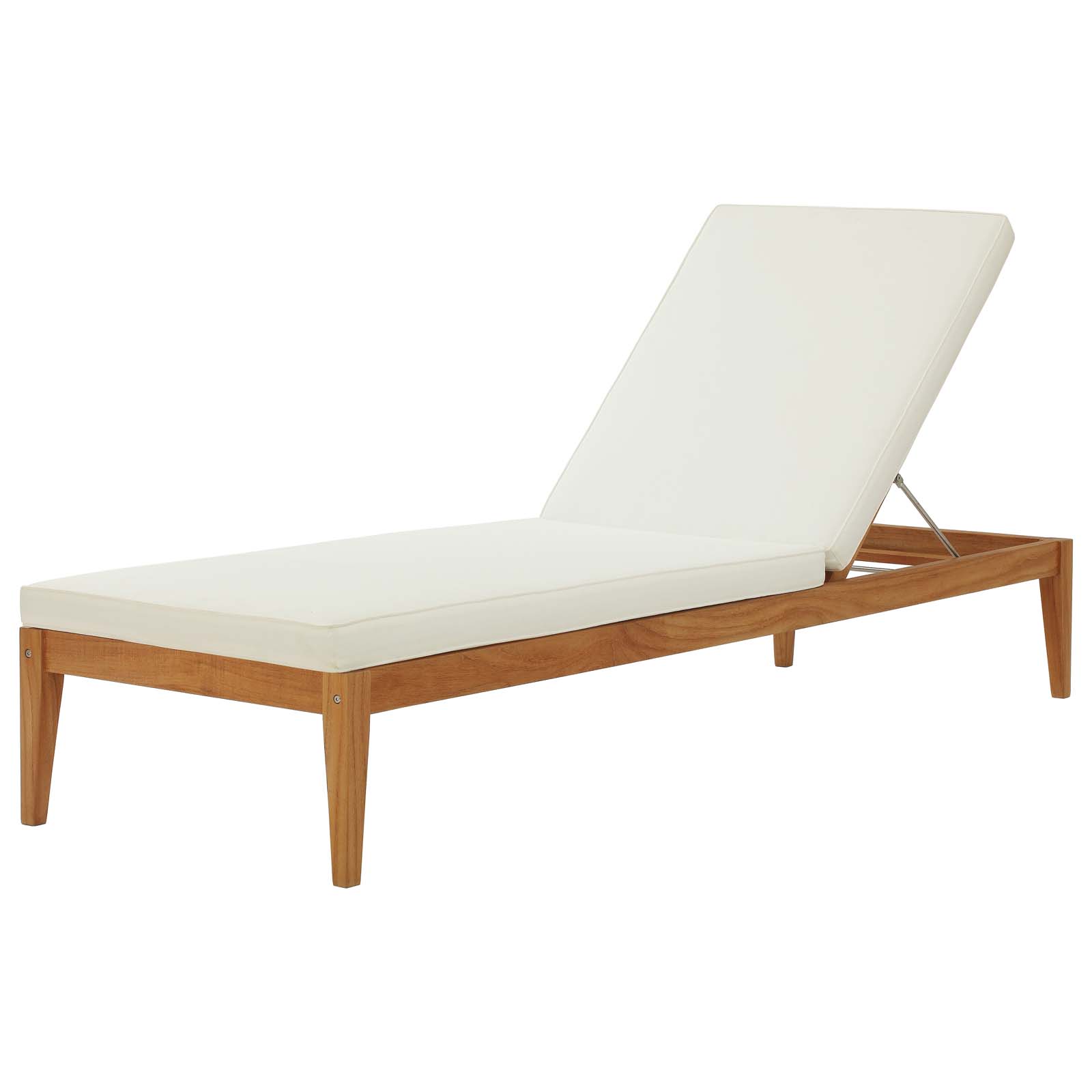 Contemporary Modern Urban Designer Outdoor Patio Balcony Garden Furniture Lounge Chaise Chair and SideTable Set, Wood, Natural White - image 3 of 9