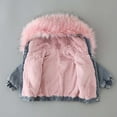 thumbnail image 5 of IROINNID Toddler Child Baby Girl Hooded Plus Thick Coat Fleece Warm Thick Denim Jacket Acetate Fiber Cotton Clothes, 5 of 7