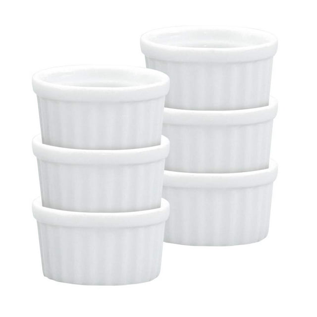 HIC Kitchen HIC Mini Butter Crock Ramekins, Fine White Porcelain, 2-Inch, 1-Ounce Capacity, Set of 6