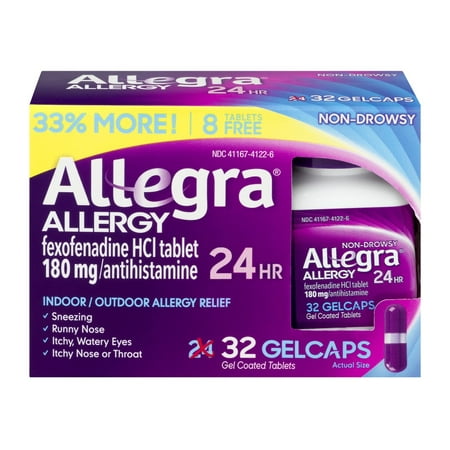 Allegra 24 Hour Allergy Relief Antihistamine Gelcaps Bonus,