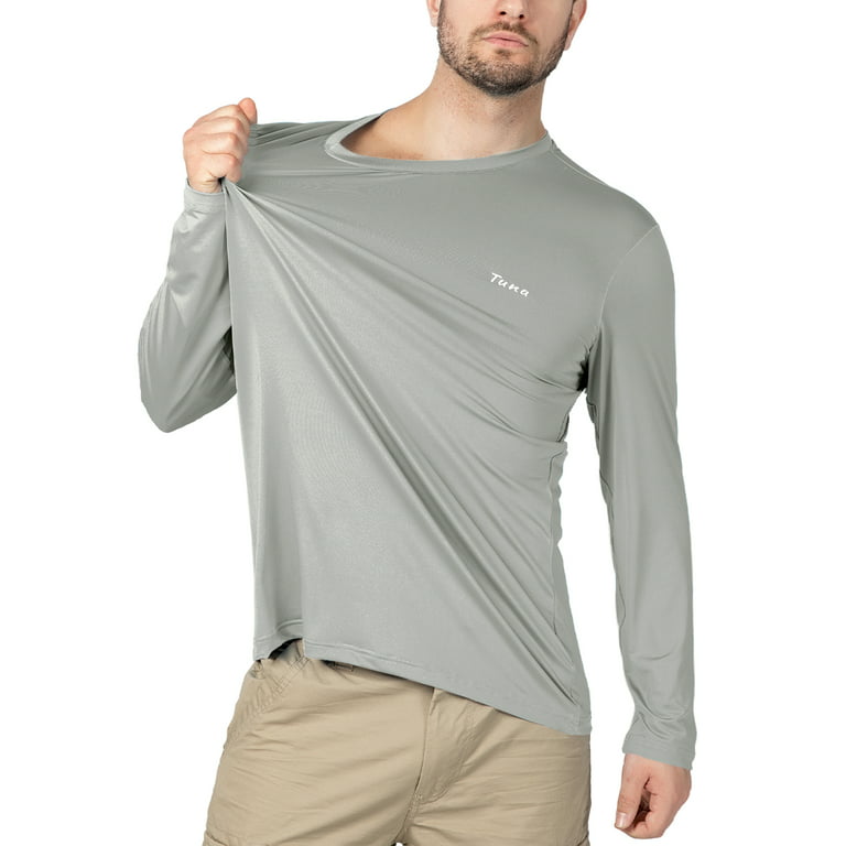 Tuna Fishing Shirts for Men Long Sleeve UPF 50+ UV Sun Protection Rash  Guard Quick Dry for Hiking Running Swimming (Grey 2XL 1#) 