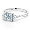 thumbnail image 3 of Gem Stone King 10K White Gold Sky Blue Aquamarine and White Moissanite 3 Stone Engagement Ring for Women (0.82 Cttw, March Birthstone, Princess 5MM, Trillion 3.5MM, Size 5), 3 of 5