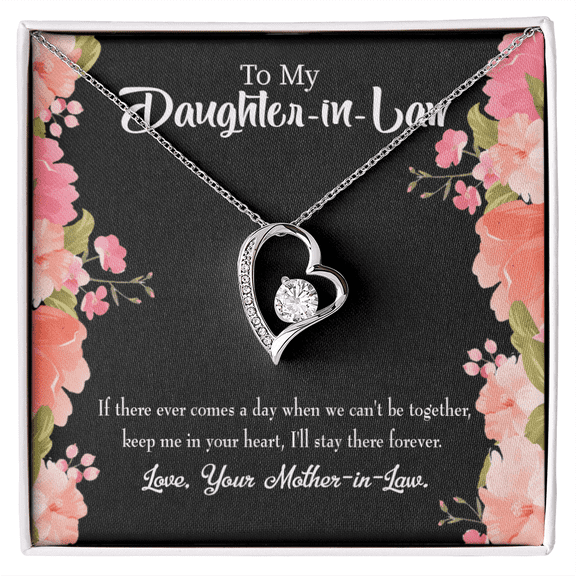 To My Daughter Keep in Heart From Mother-in-Law Forever Necklace w Message Card