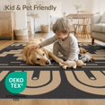 thumbnail image 4 of ODIKA 9'x12' Beige Geometric Contemporary Arch Washable Area Rug Modern Abstract Architectural Motifs With Interlocking Rectangular for Great Room, Indoor Concept, Large Living Low Pile, Flatwoven, 4 of 7