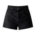 thumbnail image 4 of Gsakboxl Cargo Shorts for Men Women High Waist Solid Color Stretch Denim Shorts Classic 5 Pocket Casual Jean Hot Pants Black, 4 of 9