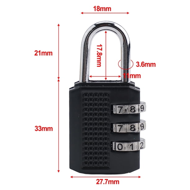 Cadenas à Combinaison 6 Chiffres - Alliage De Zinc, Réinitialisable - Pour Casiers, Valises, Boîtes à Outils - Noir
