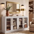 thumbnail image 7 of Modern Fort Storage Cabinet with Glass Door, 31" Buffet Sideboard with Adjustable Shelves, Kitchen Pantry & Bedroom Furniture, Easy Assemble,White, 7 of 7