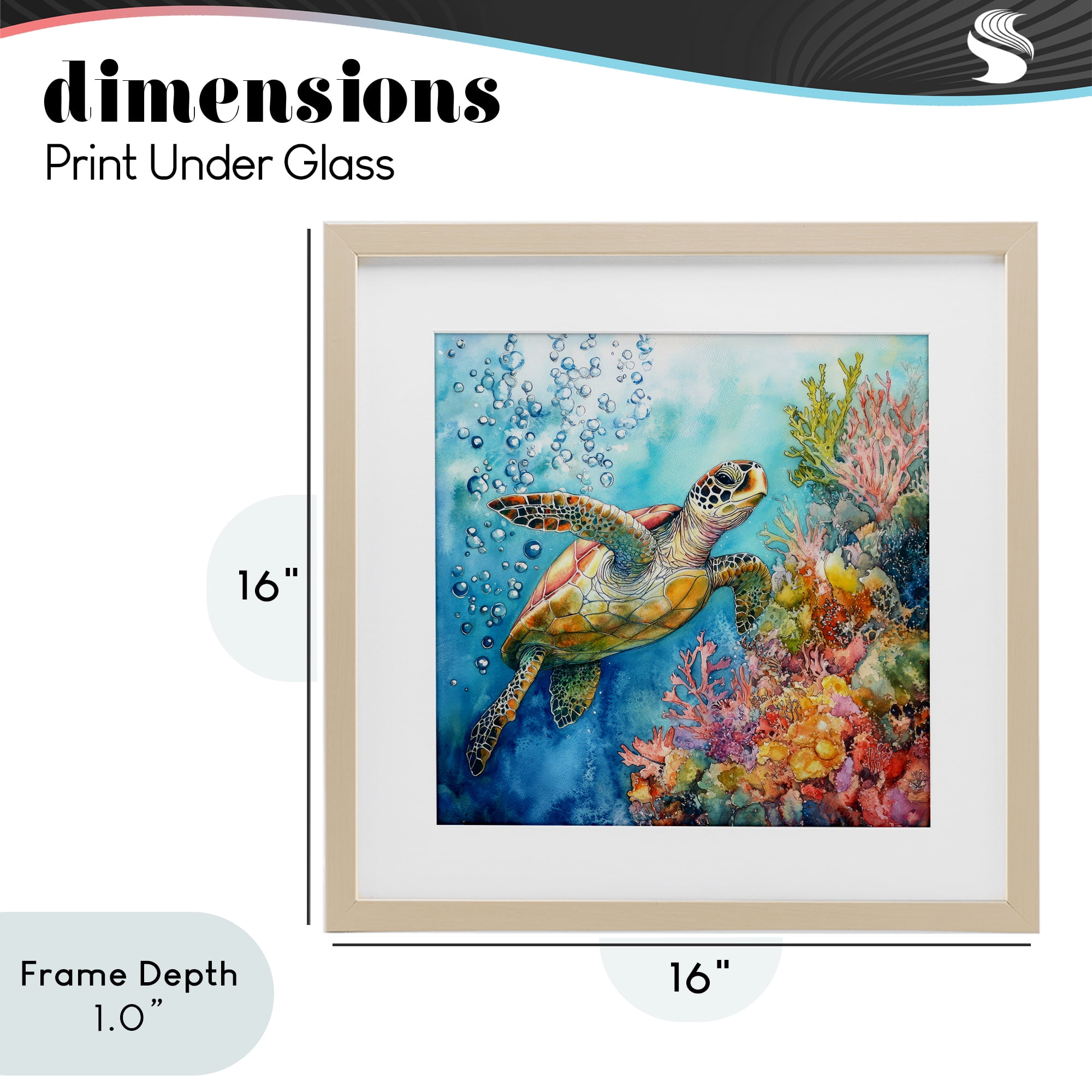 Stupell Industries Underwater Sea Turtle Bubbles Birch Framed Print Under Glass, design by Tina LeCour