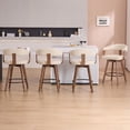 thumbnail image 3 of EYYTHUNG Swivel Bar Stools Set of 6, Modern Curved-Back 26-Inch Counter Barstools with Armrests, Wooden Stools for Kitchen Island & Home Bar Seating, Brown/Beige Chenille, 3 of 8