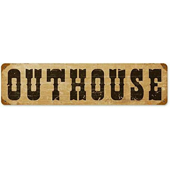 Vintage Style Metal Home Decor Sign Outhouse 4"x16"