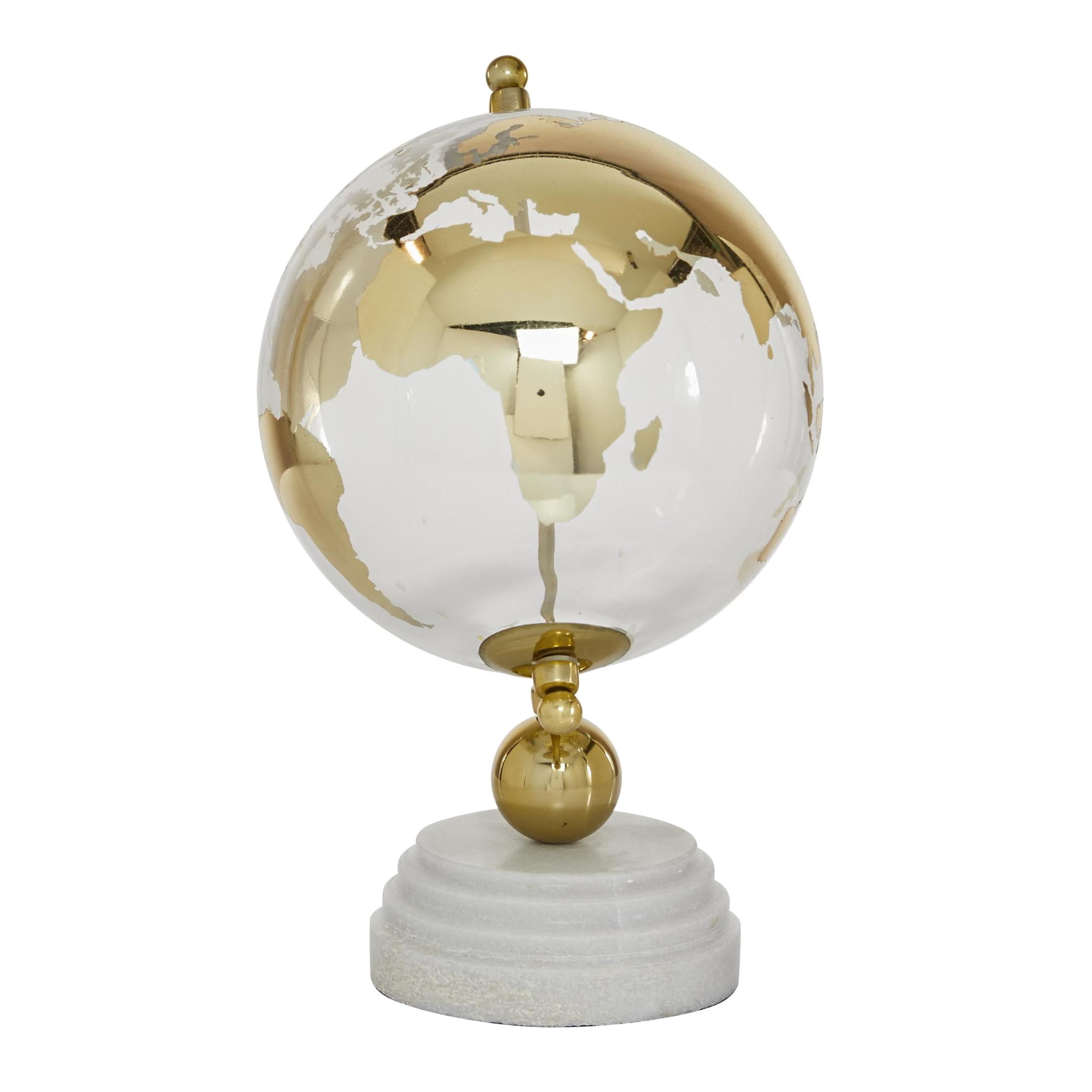 DecMode 8" Gold Globe with Marble Base and Tiered Base
