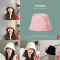 thumbnail image 3 of 1 Pcs Winter Faux Fur Bucket Hat,22.0-22.8Inch Thicken Warm Fisherman Cap Fuzzy Hat,Plush Fleece Headwear Sun Hat for Women Blue, 3 of 6