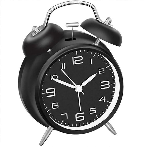4 Inch Twin Bell Loud Alarm Clock, Black