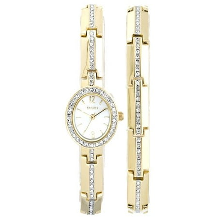 Elgin Women's Crystal Accented Dress Watch and Bracelet Set