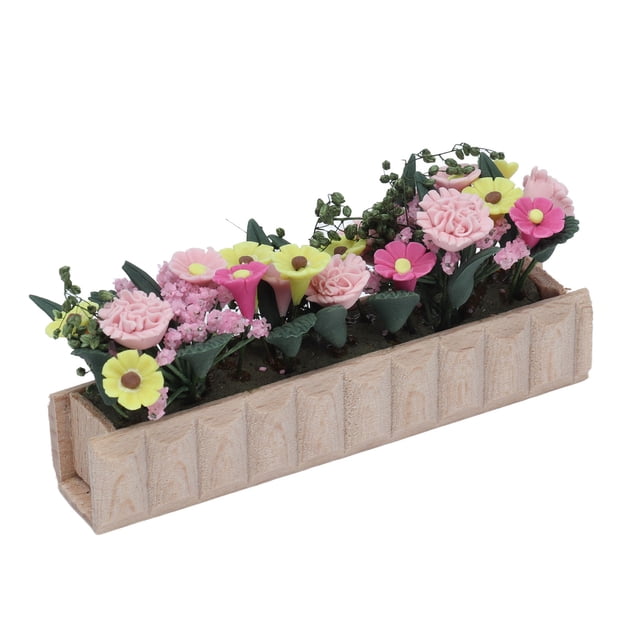 Accesorios para muebles de casa de muñecas en miniatura, jardín de flores para casa de muñecas, jardín de flores para casa de muñecas en miniatura, maceta construida para durar