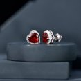 thumbnail image 5 of Rosec Jewels Heart Shape Created Ruby Stud Earrings with Moissanite Halo (AAAA Grade) - 8 mm, 10K White Gold, 5 of 8