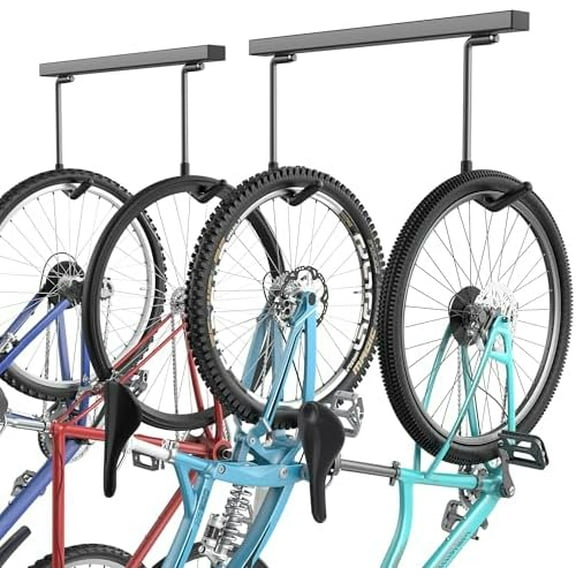 Ceiling Mounted Bike Racks for Garage, Indoor Bike Storage Hanger with Adjustable Cycling Hooks for 2 to 4 Bikes, Holds up to 260lbs