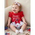 thumbnail image 6 of BemeyourBBs Newborn Baby Girl My First 4th of July Outfit Baby Girls Summer Patriot Independence Day Outfits Letter Cherry Print Ruffle Short Sleeve Romper Top Tiered PP Shorts Skirt Headband Sets, 6 of 8