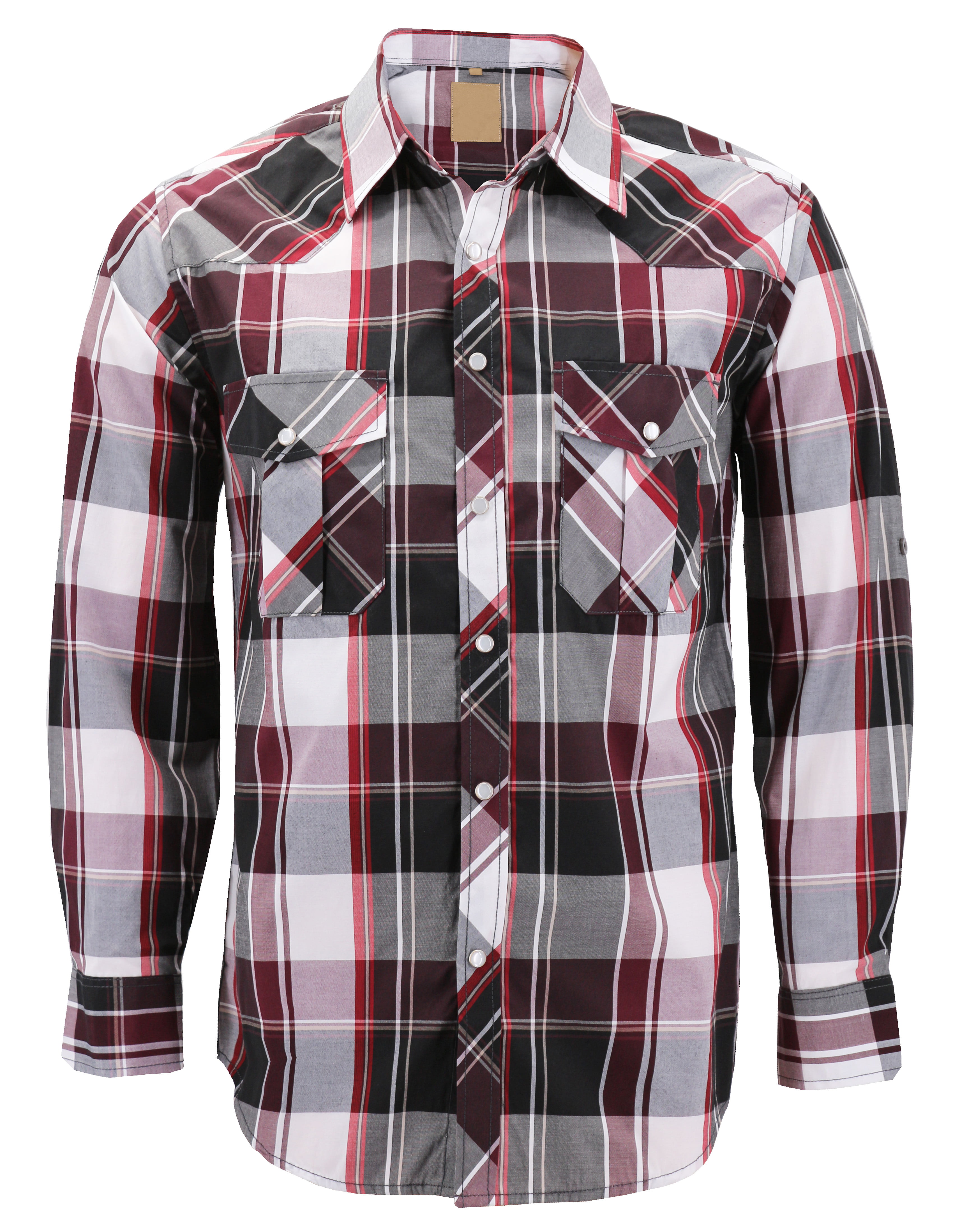 VKWEAR - Men’s Western Pearl Snap Button Down Casual Long Sleeve Plaid