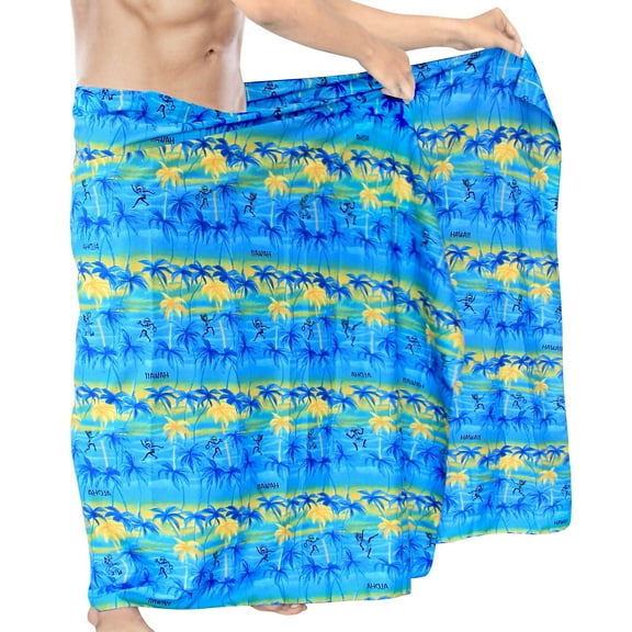 HAPPY BAY Men's Christmas Swim Trunk Swimsuits Sarong Pareo Beach Wrap One Size Sea, Palm Tree Summer Vacation Party