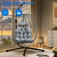 thumbnail image 3 of Uforic Hanging Egg Swing Chair with Stand & Cushions for Patio, Bedroom and Balcony, Dark Gray, 3 of 5