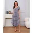 thumbnail image 5 of Richie House Nightgowns Nightdress Women V Neck Print Short Slit Sleepwear S-XXL RHW2895, 5 of 7