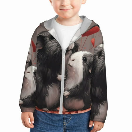 

Goofa Heart Guinea Pig Couple Printed Kids Zip-Up Hoodie Girls Boys UPF50+ Sun Protection Jacket Hooded Cooling Shirt-18 Months