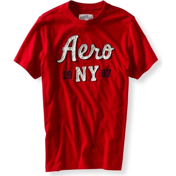 Aeropostale - Camiseta gráfica para hombre 19 Ny 87, rojo, extragrande
