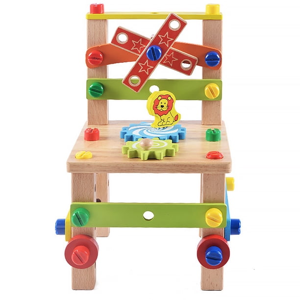 Herramienta De Silla De Desmontaje De Madera Diy, Silla De Tuercas, Juguetes De Rompecabezas Para Niños, Juguetes De Bloques De Madera, Regalo Para Niños Guardurnaity FN002521-00