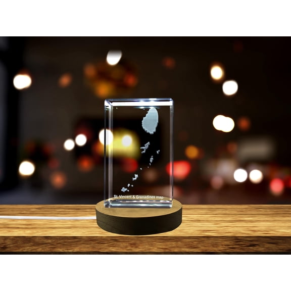St. Vincent & Grenadines 3D Engraved Crystal 3D Engraved Crystal Keepsake/Gift/Decor/Collectible/Souvenir