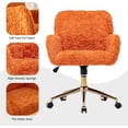 thumbnail image 4 of Faux Fur Makeup Vanity Chair, Comfy Fuzzy Home Office Chair with Wheels & Gold Base, Upholstered Adjustable Swivel Desk Chair for Teens Girls Women Home Office, Orange, 4 of 6