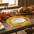 thumbnail image 5 of Kumdkd Fall Round Placemats - 13.98inch Faux Linen Table Mats with Pumpkin & Maple Leaf Prints, Waterproof Plastic Decor for Thanksgiving & Autumn Dining (Multicolor), 5 of 6